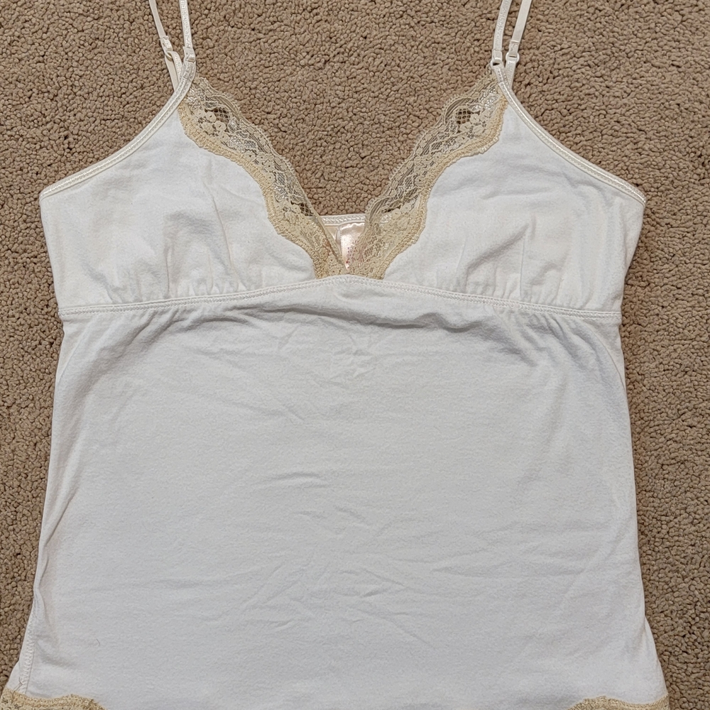 Vintage Y2K Abercrombie & Fitch Cream Lace Detail Top/Medium